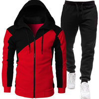Ensemble de survêtement pour homme à blocs de couleur, 2 pièces, veste à capuche contrastée, pantalon long décontracté, tenue streetwear pour homme, sweat-shirt à capuche