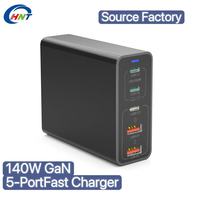 Chargeur rapide portable Source Factory 140W GaN 5 ports (3 Type-C + 2 USB-A) pour smartphone, ordinateur portable et notebook