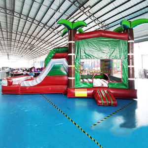 Castillo inflable tropical comercial con tobogán acuático, ideal para fiestas al aire libre. - Product Image 6