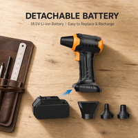 Souffleur d'air industriel à moteur BLDC haute vitesse alimenté par batterie, écologique, batterie amovible, 80000 tr/min, 400g, puissance du vent, portable