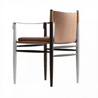 Fauteuil en bois massif foncé avec siège en cuir PU, chaise de salle à manger moderne minimaliste pour la maison, l'hôtel, la villa, le salon