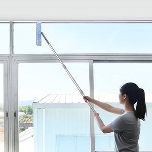 Dụng Cụ Vệ Sinh Gia Đình 2 Trong 1 Kính Thiên Văn Xoay Window Cleaner Giặt <span class=keywords><strong>Squeegee</strong></span> Với Nhôm Mở Rộng Xử Lý - Product Image 4