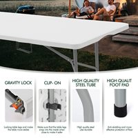 6FT facile à nettoyer centre étanche à l'humidité Portable Rectangle blanc HDPE en plastique événement de fête en plein air pliant en deux longue Table