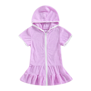 Copricostume da Bagno per Bambine in Spugna con Zip, Accappatoio da <span class=keywords><strong>Piscina</strong></span> e Spiaggia, Personalizzabile con Basso MOQ - Product Image 2