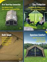 Tente de camping gonflable modulaire 8+8m² pour 6 à 12 personnes, tente pneumatique avec tissu Oxford 420D extensible, porte en maille et fenêtres transparentes en PVC
