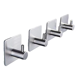 Crochets adhésifs robustes pour mur, lot de 4, crochets de salle de bain imperméables en acier inoxydable pour suspendre manteaux, chapeaux, serviettes, peignoirs - Product Image 1