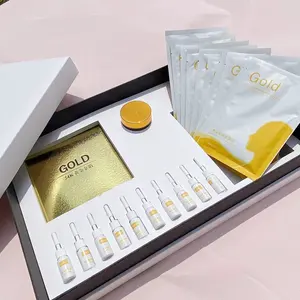Il più nuovo popolare corea 24 K lamina d'oro 99.99% kit di terapia per la cura della pelle di lusso fogli di lamina d'oro maschera di gelatina di gel di siero
