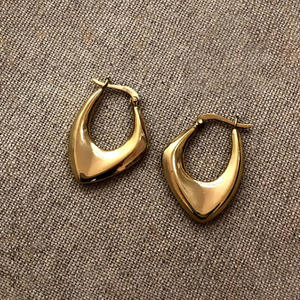 Orecchini a Cerchio Geometrici E2370 in Lega di Zinco, Gioielli Unisex alla Moda Placcati Oro Senza Pietra Principale - Product Image 4