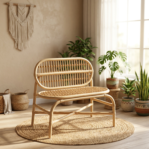 Silla de mimbre de 2 plazas hecha de ratán natural para niños, muebles para estudiantes, decoración de fiesta para niños - Product Image 2