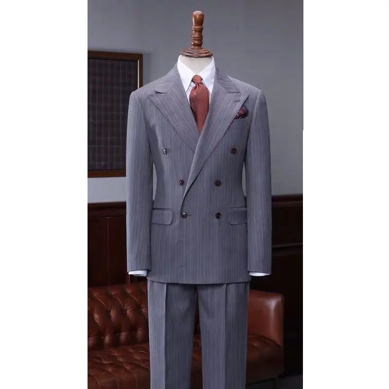 Mtmはカスタムファッション手作り品質2ピース男性スーツ100% ウールスーパー130年代メンズスーツを測定するために作られました