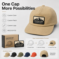Casquette de baseball 5 panneaux en toile avec logo personnalisé en cuir, caoutchouc et chenille, fournisseur en gros OEM ODM pour l'extérieur