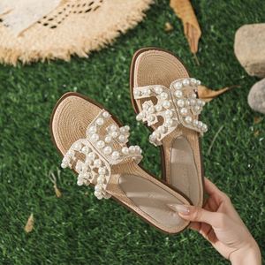 Tassel Beach Casual slippers Women French Clip Toe Flat <b>Block</b> Heel Comfortable Outdoor Summer Walking Slides - Product Image 3