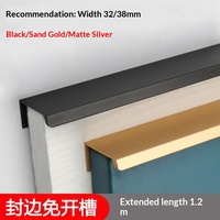 Poignée extensible noire de 2,4 m en fonte, tête hexagonale, moderne et minimaliste, invisible, sans perçage, pour porte d'armoire, armoire à chaussures, tiroir