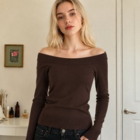 Suéter de Punto Vintage para Mujer, Color Sólido, Viscosa/Poliéster, Cuello Redondo, Manga Larga, Informal, Suave y Cálido para Otoño