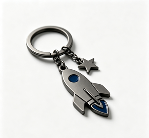 Custom Metal Rocket Keychain Zinc Alloy Pendant Key <b>Ring</b> Space Star Promotional Gift - Product Image 1
