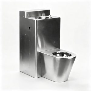 WC monobloc moderne en acier inoxydable <span class=keywords><strong>avec</strong></span> siphon en S anti-dommage et réservoir encastré pour toilettes, avions et trains à grande vitesse - Product Image 5