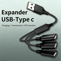 Hub USB 2.0 à 3 ports avec sortie CC, protection OTP, ultra-plat et compact, adaptateur multi-splitter OTG pour ordinateur portable PC, logo OEM personnalisé, ABS