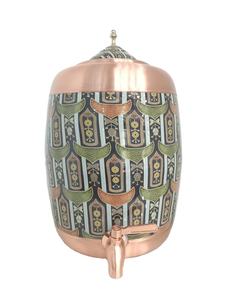 Distributeur d'eau en cuivre pur imprimé de qualité supérieure de 8 litres / Matka avec robinet anti-fuite, design classique pour la maison et le bureau, bienfaits ayurvédiques pour la santé - Product Image 3
