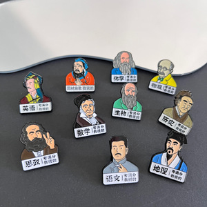 เข็มกลัดรูปตัวอักษร "หลู่ซุน" ของขวัญสร้างแรงบันดาลใจสำหรับนักเรียน ตราโลหะที่ช่วยให้นักเรียนผ่านการสอบเสมอ เข็มกลัดติดกระเป๋านักเรียน - Product Image 3