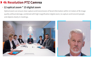 Caméra de visioconférence d'église Hitrolink avec zoom optique 12x, zoom numérique 15x, 4K PTZ, capteur CMOS de haute qualité, réduction du bruit 2D/3D - Product Image 3