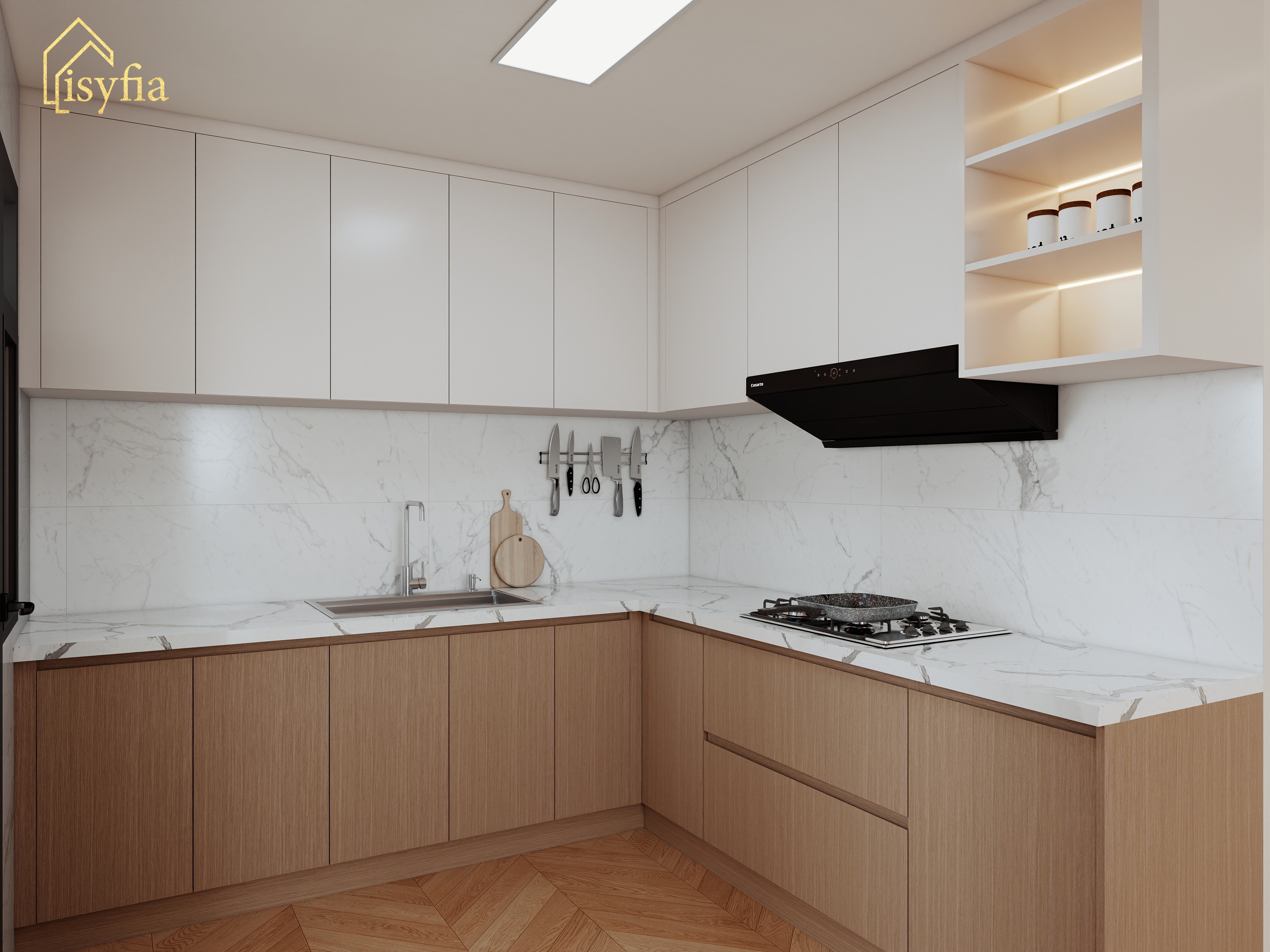 Mueble de cocina en forma de L