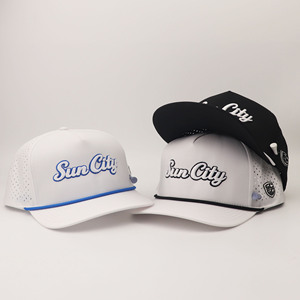Casquette de baseball OEM 5 panneaux imperméable perforée personnalisable brodée pour homme, avec support de cordon pour tee-shirt, chapeau de golf - Product Image 2