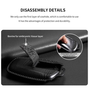Étui de protection pour clé de voiture en cuir pour <span class=keywords><strong>Audi</strong></span> A1 A3 A4 A5 A6 A7 Q3 Q5 S6 B6 B7 B8 C6 8P 8V 8L <span class=keywords><strong>TT</strong></span> <span class=keywords><strong>RS</strong></span>, coque de clé à distance automatique, accessoires - Product Image 6