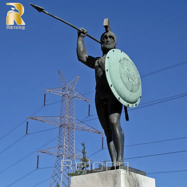Klasik bahçe dekoru anıtı Leonidas bronz spartan yunan heykeli heykel