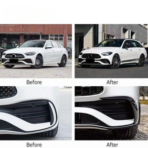 Kits de carrosserie avant en plastique ABS Lèvre de pare-chocs avant noire Lèvre avant de voiture pour W206 Mise à niveau vers C43 <span class=keywords><strong>AMG</strong></span> Sport <span class=keywords><strong>Line</strong></span> - Product Image 5