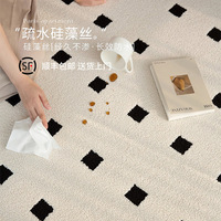 Style italien couleur unie crème tapis diatomée soie imperméable à l'eau résistant à la saleté pour l'automne hiver Internet célébrité tapis ensembles