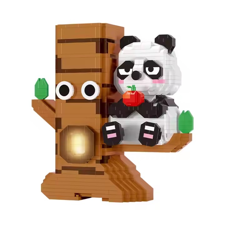 Mini Creative Cartoon Building Blocks Panda Pen Holder Pandas Animal Mini Bricks Stationery Desk Decoration Toys for Kids Gifts
