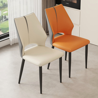 Chaise de salle à manger moderne et créative pour la maison et le bureau, en cuir, design artistique avec dos en métal, pour villa, table à thé, tabouret ou hôtel à usage spécial