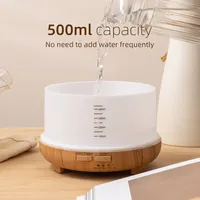 Diffuseur d'huiles essentielles aromatiques électrique de luxe sur mesure OEM, grande capacité de 500 ml, humidificateur d'air, certification CE Rohs, 1 an de garantie