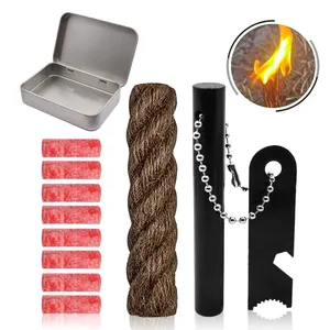 Baiyuheng ferro rod cotton wax hemp fire starter all in one magnesium rope tinder set machine