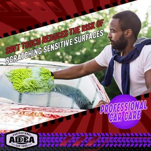 Gant de lavage de voiture en microfibre verte Brosse en chenille de qualité supérieure sans rayures et non pelucheuse pour lavage de voiture - Product Image 2