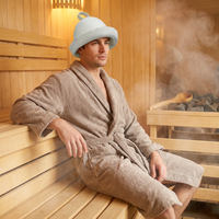 Chapeau de bain unique en laine mérinos douce et réutilisable, respectueux de l'environnement, protection haute température, respirant, pour spa et bien-être
