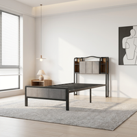 Fabricant de cadres de lit en fer sur mesure OEM/ODM avec logo et taille personnalisés, tête de lit avec rangement et ports de charge USB pour la vente en gros et la chaîne de détail