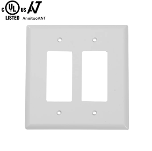 <span class=keywords><strong>Plaque</strong></span> murale décorative UL homologuée, finition brillante blanche, durable et indestructible, double interrupteur et prise avec vis - Product Image 1
