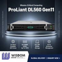 Serveur en rack 2U HPE ProLiant DL560 Gen11, 4 sockets, processeur Intel Xeon Scalable de 4e génération, 16 To DDR5, PCIe Gen5, GPU, virtualisation, base de données