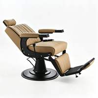 Fauteuil de Barbier Professionnel HY Premium Robuste et Moderne, Inclinable Hydrauliquement, Portable, en Cuir Noir pour Hommes