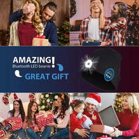 Auriculares inalámbricos LED para deportes al aire libre, gorro de punto, auriculares Bluetooth 5,0, altavoces estéreo, gorra con luz LED, auriculares inteligentes con micrófono