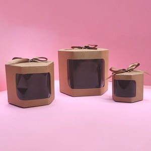 علبة كعك تغليف أكياس ورقية شفافة نافذة صناديق حلوى كيك مع نافذة شفافة من كلوريد البولي فينيل صندوق هدايا عيد الميلاد يقدم حزمة حلويات - Product Image 3