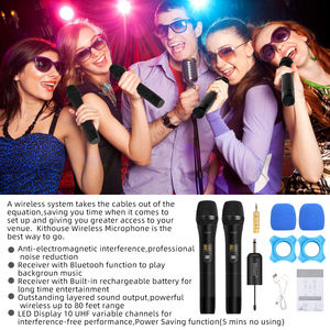 Microphone dynamique sans fil UHF professionnel W2 à prix d'usine, microphone portable pour discours et église - Product Image 6