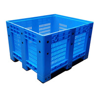 Conteneur de palettes en plastique robuste pour la logistique, bac de stockage empilable, bac de stockage en vrac, bac à palettes pour l'agriculture, les légumes et les fruits avec roues