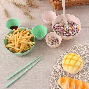 Dessin animé <span class=keywords><strong>Mickey</strong></span> enfants bol blé paille vaisselle créative bébé compartiment <span class=keywords><strong>assiette</strong></span> à dîner - Product Image 2