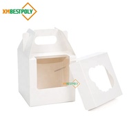 Boîte d'emballage en papier pliable pour 1 cupcake avec poignée, boîtes à emporter recyclables pour desserts individuels, muffins, gâteaux, avec fenêtre