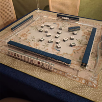 Tapis de Mahjong Moderne Chinois à Motif Pivoine et Oiseaux, Écologique, Imperméable, Antidérapant, Réduction du Bruit, Lavable, Marquage Directionnel