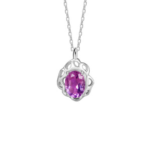 Colgante <span class=keywords><strong>de</strong></span> Amatista Natural para Mujer, Diseño <span class=keywords><strong>de</strong></span> Lujo Ligero y Exclusivo, Gema Hueca en Forma <span class=keywords><strong>de</strong></span> Pétalo, Chapado en Oro, Collar Casual, Venta al por Mayor - Product Image 1