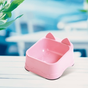 Cute Square <b>Cat</b> Ear Elevated Pet Bowl Neck Protection Anti Slip Plastic <b>Cat</b> Food Water Bowl Custom Logo Pet <b>Feeder</b> Bowl - Product Image 5