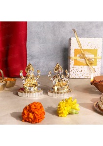 <b>Gold</b> and Silver Plated Ganesh Lakshmi Murti Set Hindu Religious Idol Decorative <b>Statue</b> Pooja Home Temple Decor Gift Handicraft - Product Image 5